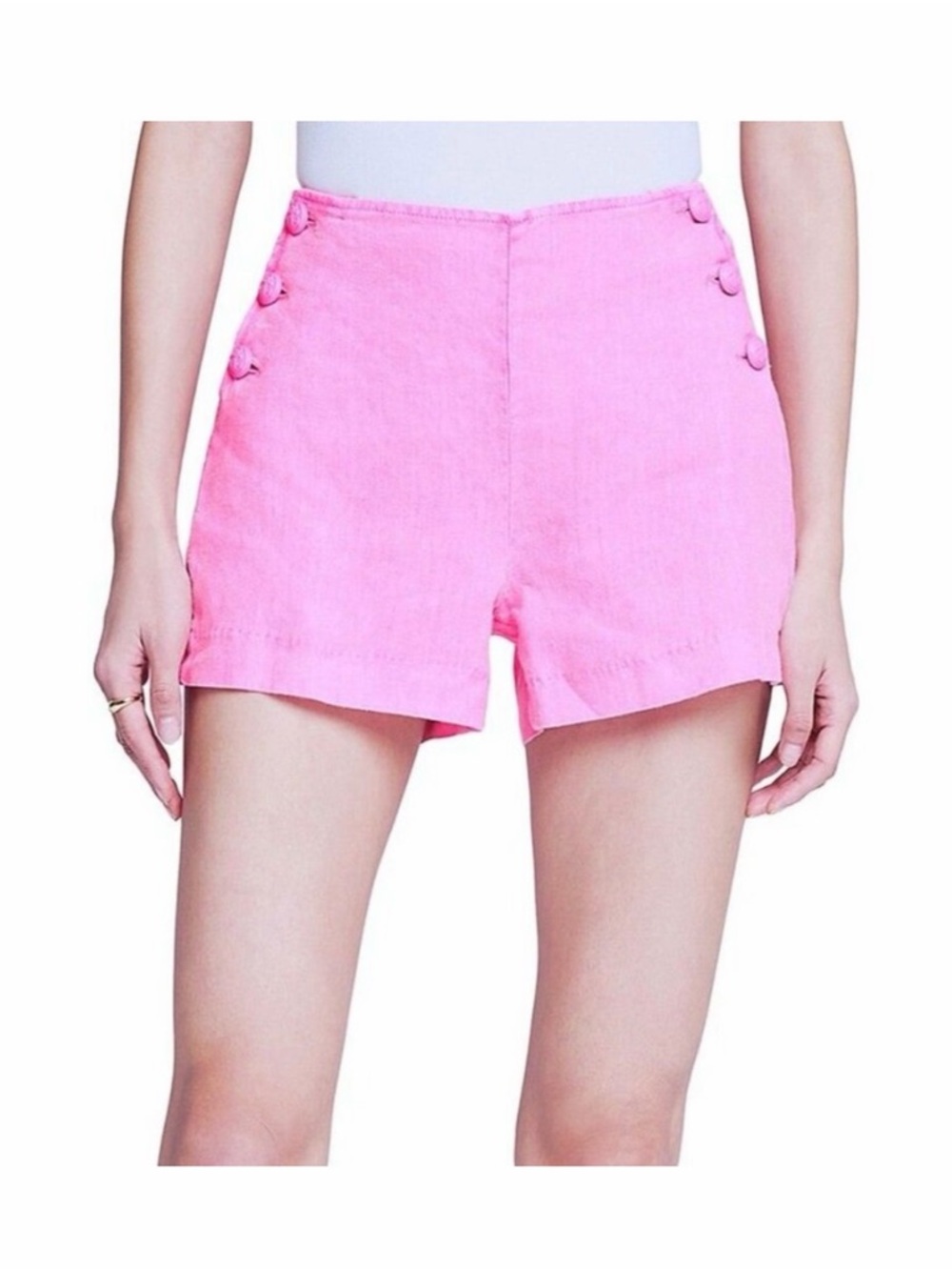 L'AGENCE Jude High-Rise Sailor Shorts Womens Size 29 in Hot Pink Linen